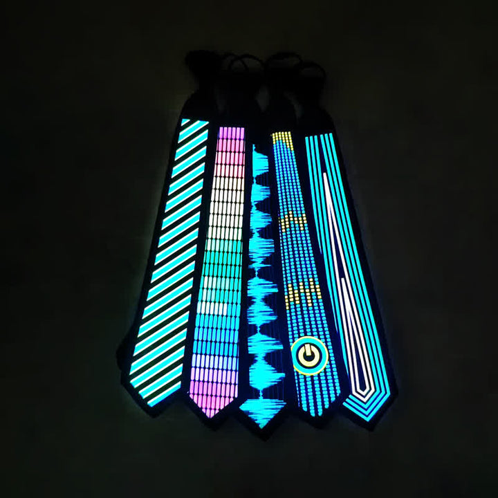 Corbata LED que brilla en la oscuridad con control de voz para fiestas