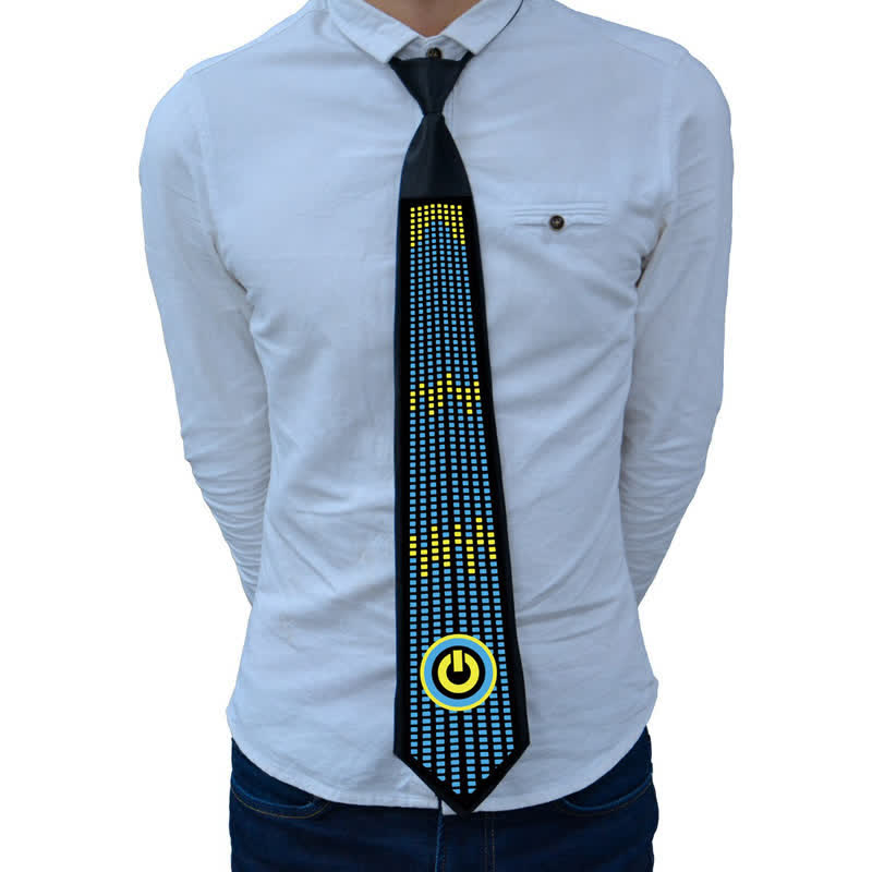 Corbata LED que brilla en la oscuridad con control de voz para fiestas