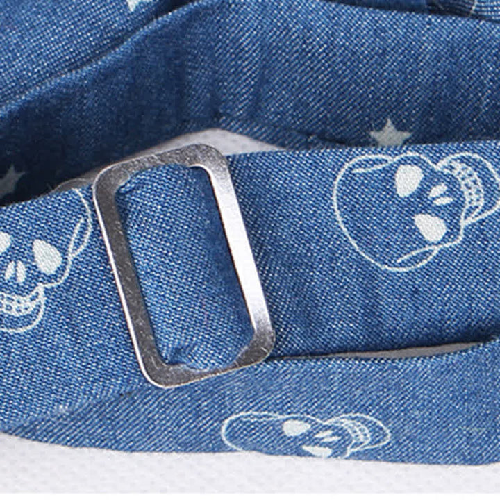 Pajarita de algodón con estampado de calavera y espina de pez azul estilo británico para hombre