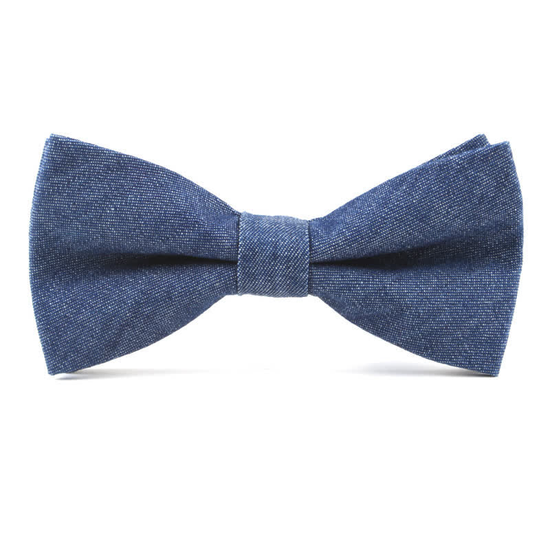 Pajarita de algodón y mezclilla de sarga de color liso para hombre