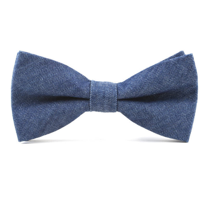Pajarita de algodón y mezclilla de sarga de color liso para hombre