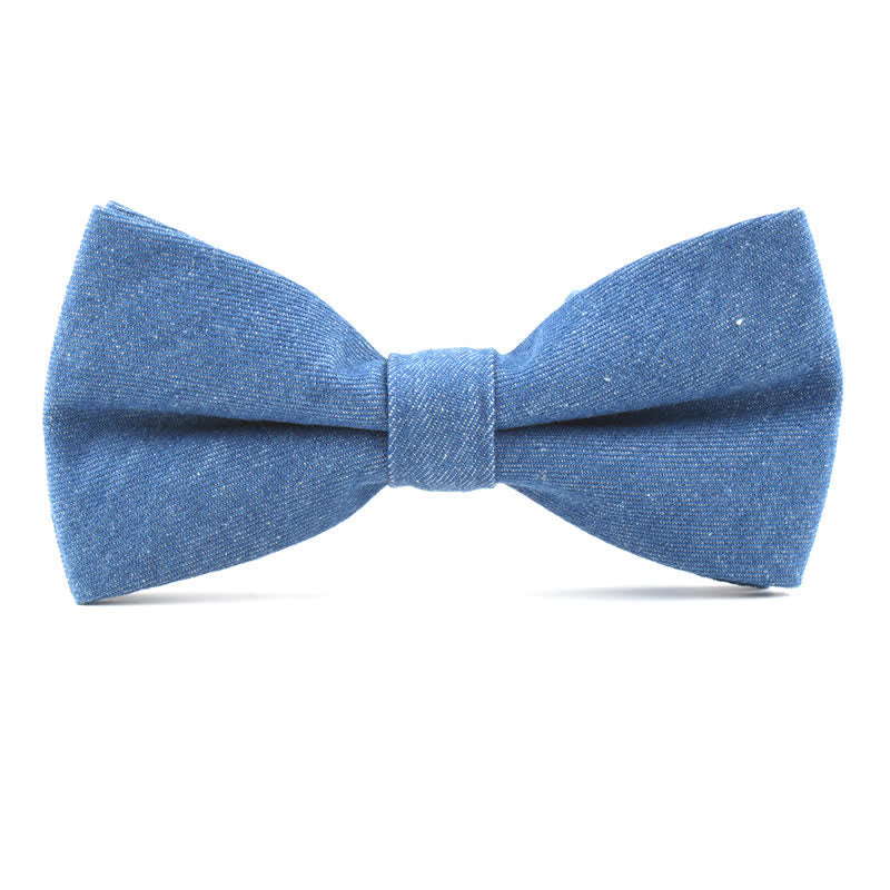 Pajarita de algodón y mezclilla de sarga de color liso para hombre