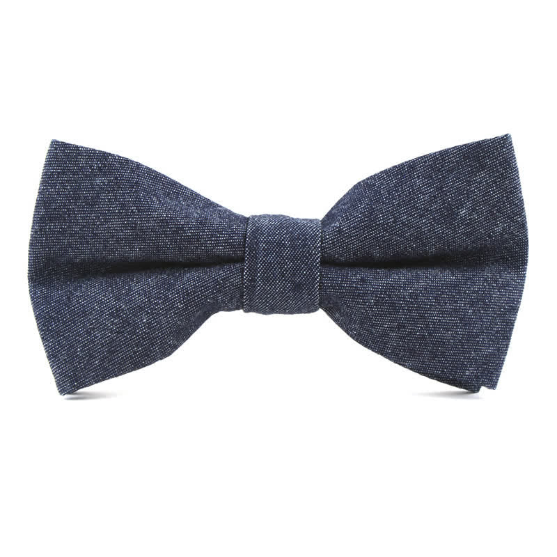 Pajarita de algodón y mezclilla de sarga de color liso para hombre