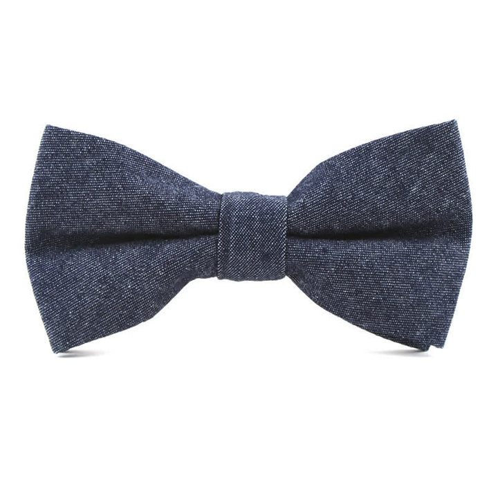 Pajarita de algodón y mezclilla de sarga de color liso para hombre