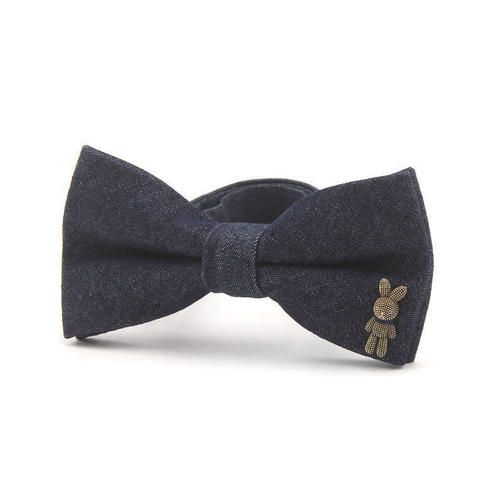 Pajarita vaquera de algodón con decoraciones metalizadas en azul marino oscuro para hombre