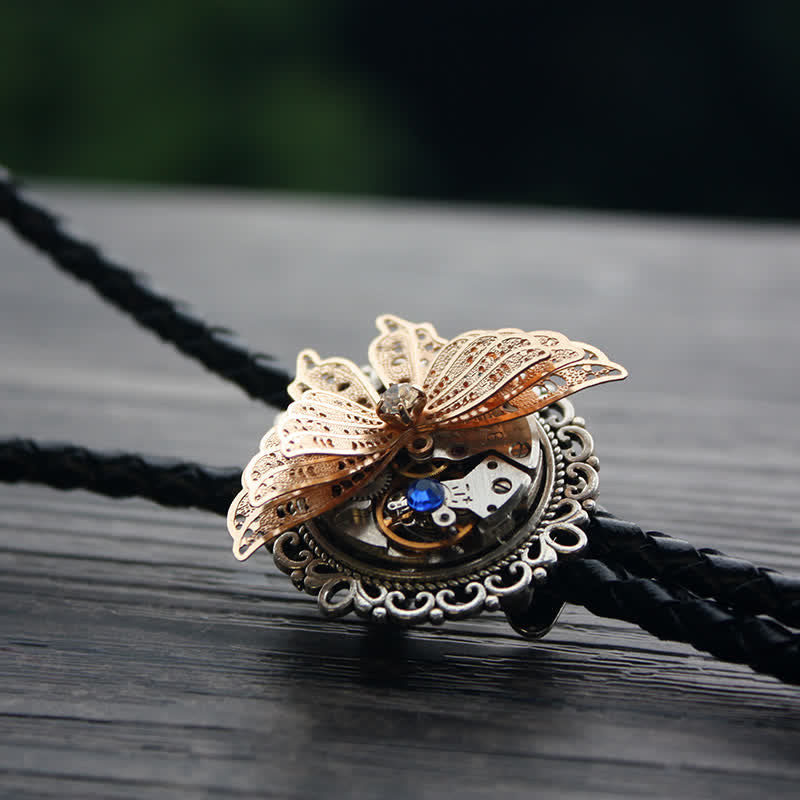Corbata Bolo con colgante de mariposa 3D Steampunk