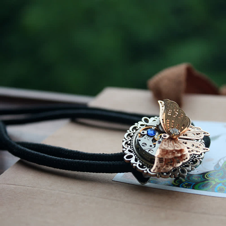 Corbata Bolo con colgante de mariposa 3D Steampunk