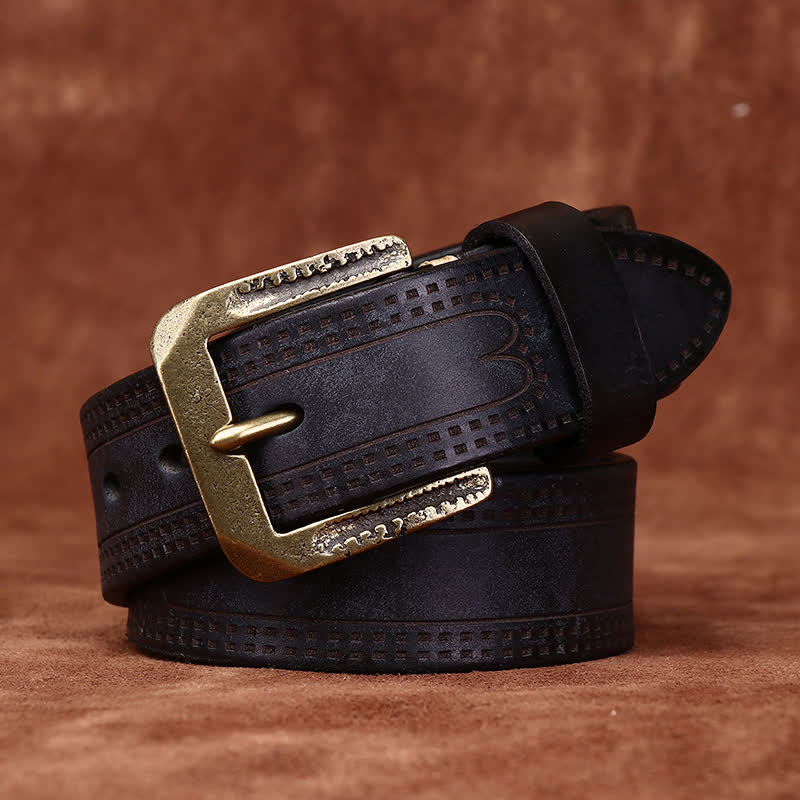Cinturón de cuero estilo jean estilo casual desgastado estilo retro para hombre