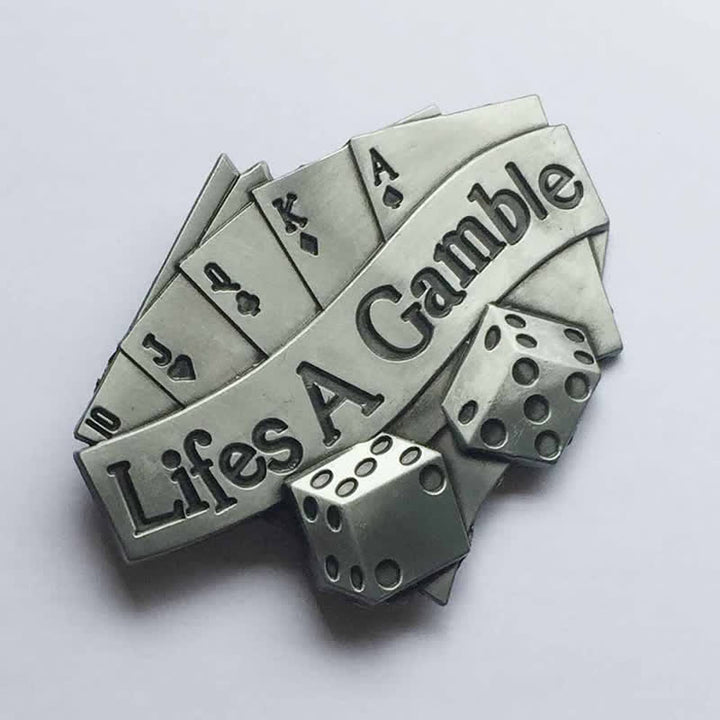 Cinturón de cuero con hebilla de póquer DIY Life's A Gamble para hombres