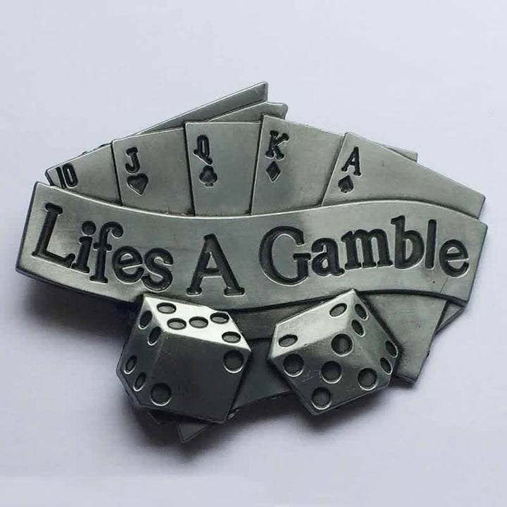 Cinturón de cuero con hebilla de póquer DIY Life's A Gamble para hombres