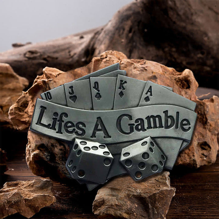 Cinturón de cuero con hebilla de póquer DIY Life's A Gamble para hombres