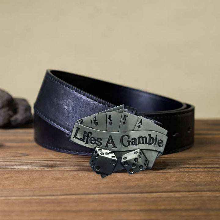 Cinturón de cuero con hebilla de póquer DIY Life's A Gamble para hombres