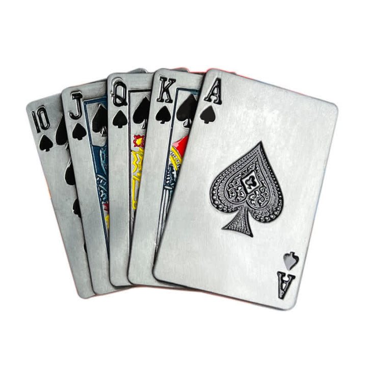Cinturón de cuero con hebilla de póquer para juegos de casino para hombre hecho a mano
