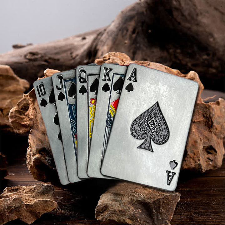 Cinturón de cuero con hebilla de póquer para juegos de casino para hombre hecho a mano