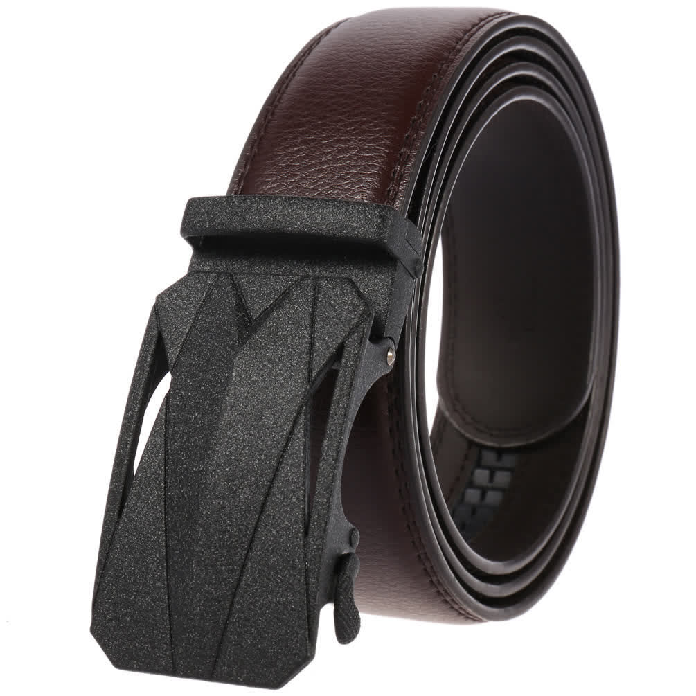 Cinturón de cuero con hebilla automática para uso diario y formal para exteriores para hombre