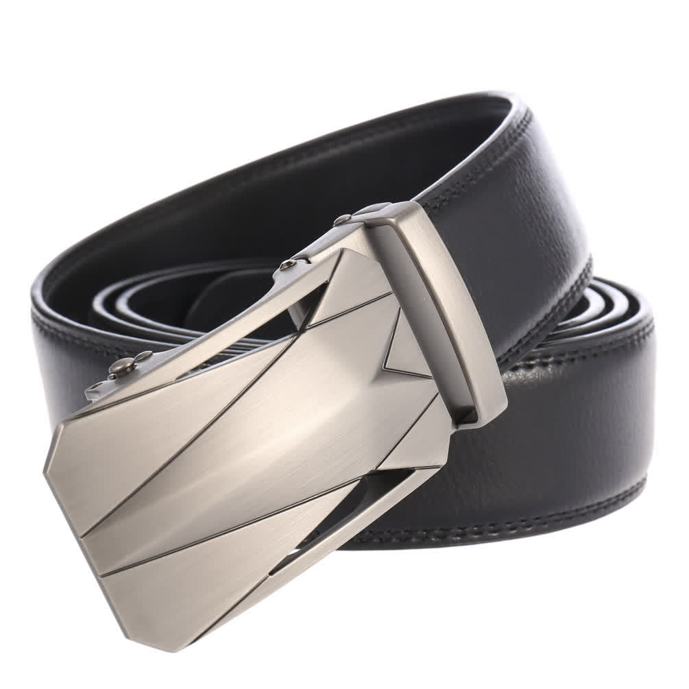 Cinturón de cuero con hebilla automática para uso diario y formal para exteriores para hombre