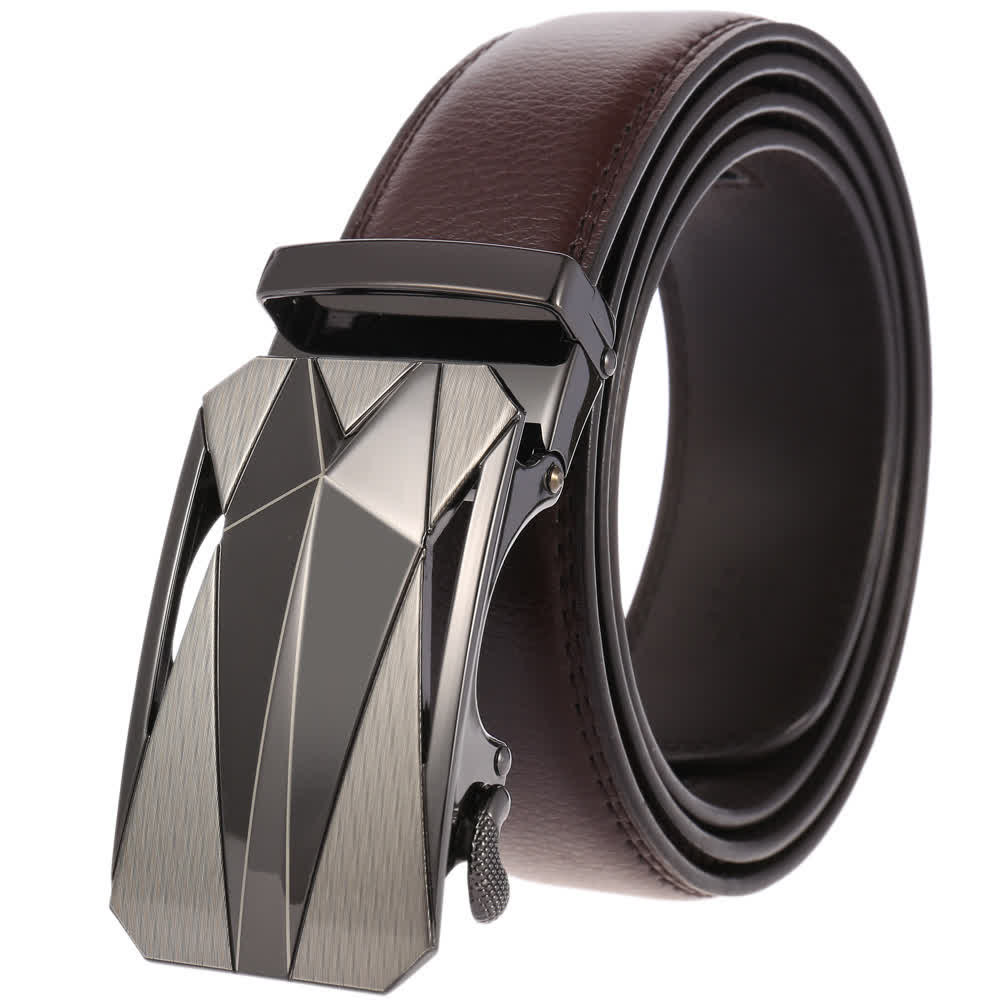 Cinturón de cuero con hebilla automática para uso diario y formal para exteriores para hombre