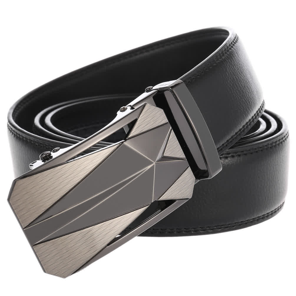 Cinturón de cuero con hebilla automática para uso diario y formal para exteriores para hombre