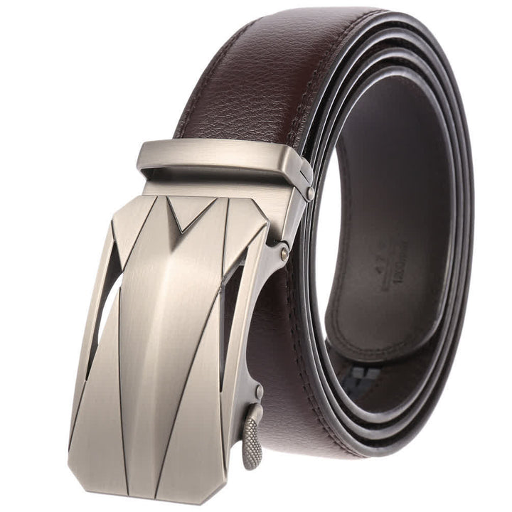 Cinturón de cuero con hebilla automática para uso diario y formal para exteriores para hombre