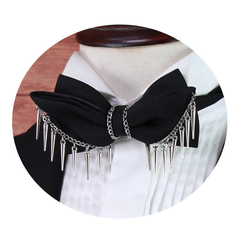 Pajarita con borlas y remaches de estilo punk para hombre