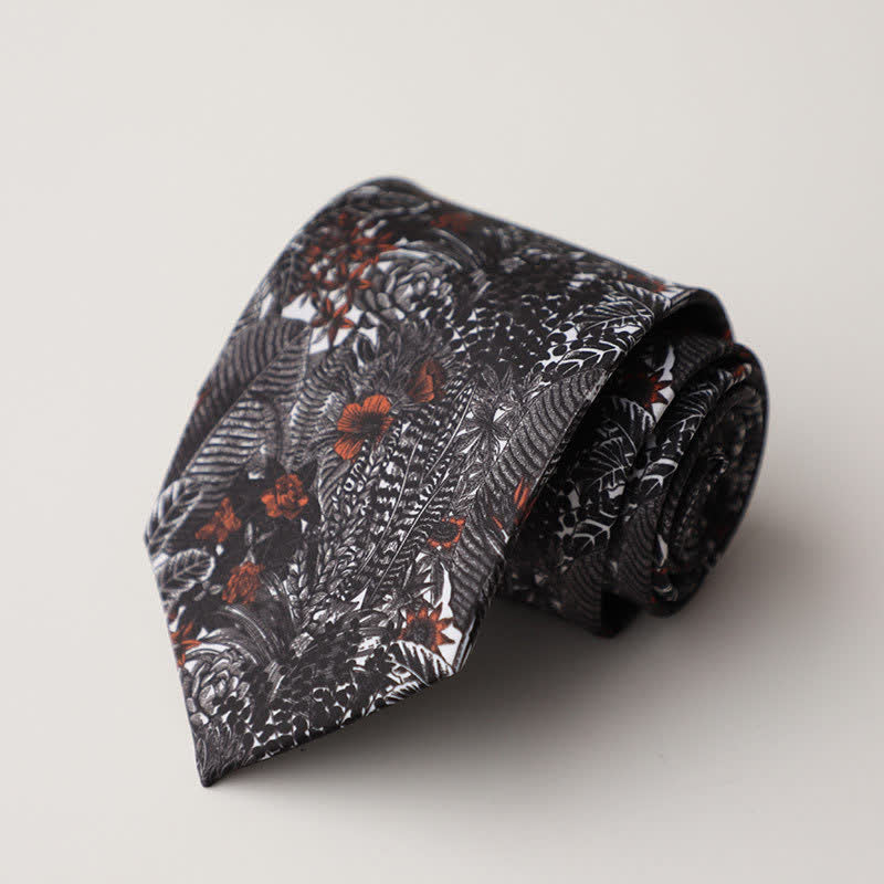 Corbata para hombre con estampado de animales y flores en el jardín