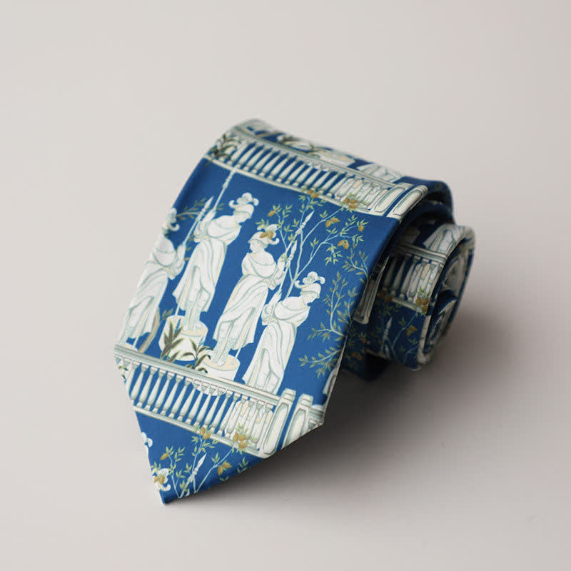 Corbata para hombre con estampado de animales y flores en el jardín
