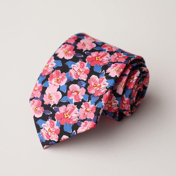 Corbata para hombre con estampado de animales y flores en el jardín
