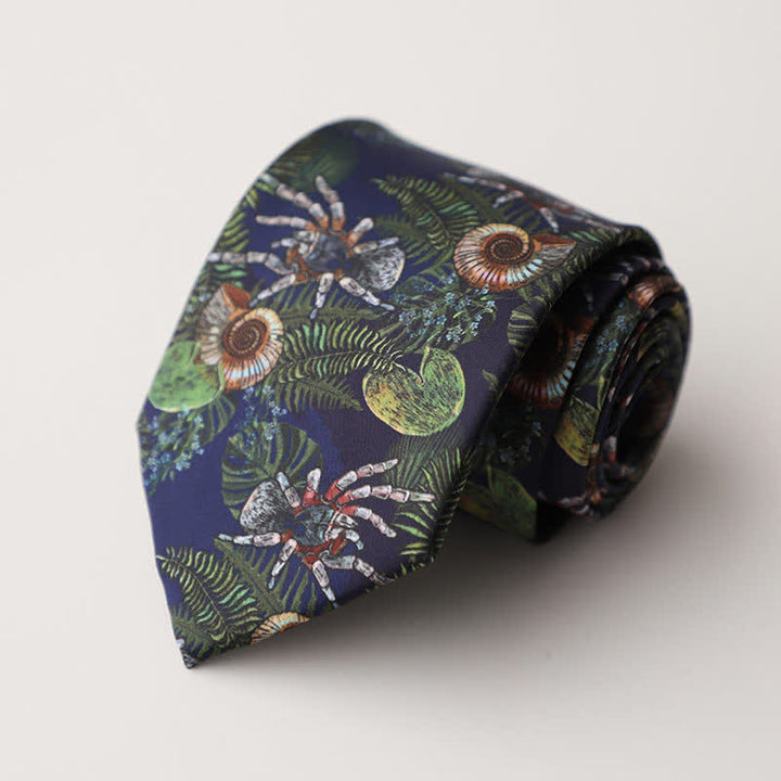 Corbata para hombre con estampado de animales y flores en el jardín
