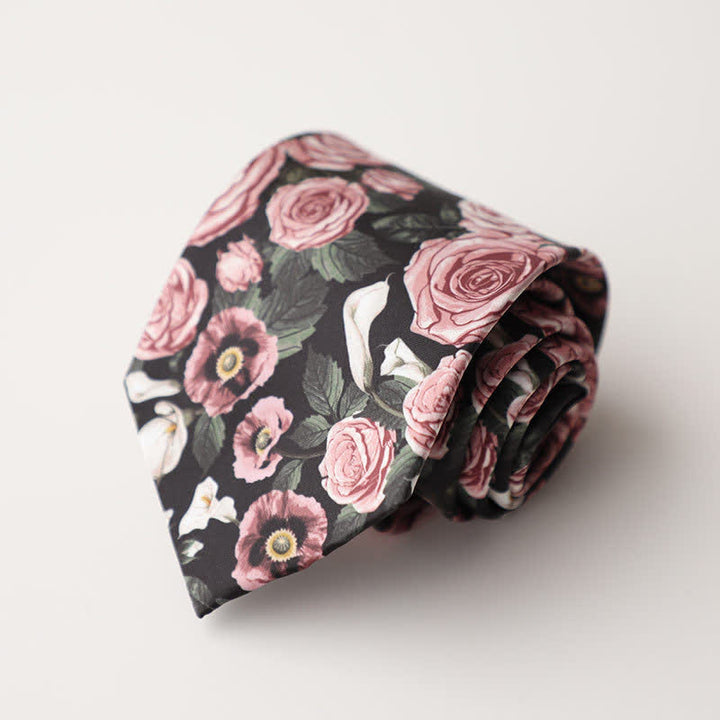 Corbata para hombre con estampado de animales y flores en el jardín