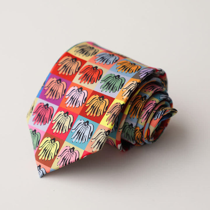 Corbata para hombre con estampado de animales y flores en el jardín