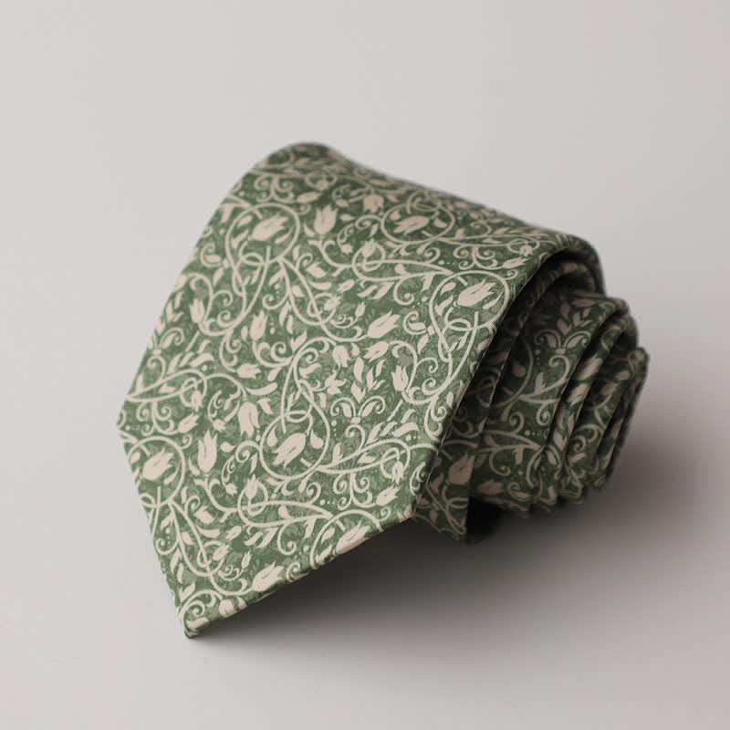 Corbata para hombre con estampado de animales y flores en el jardín