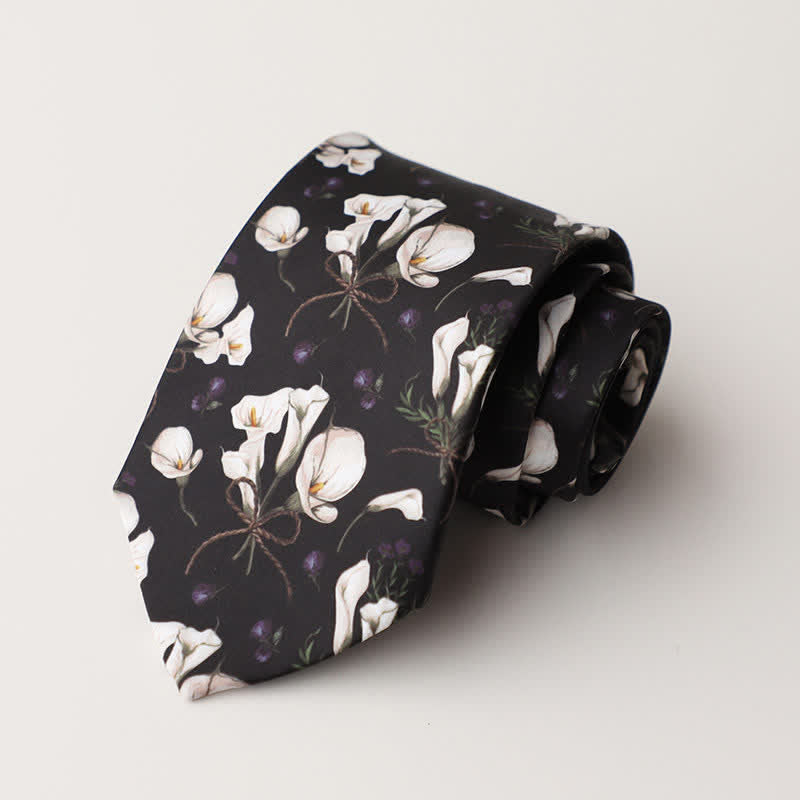 Corbata para hombre con estampado de animales y flores en el jardín