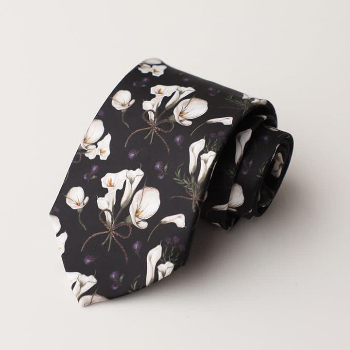 Corbata para hombre con estampado de animales y flores en el jardín
