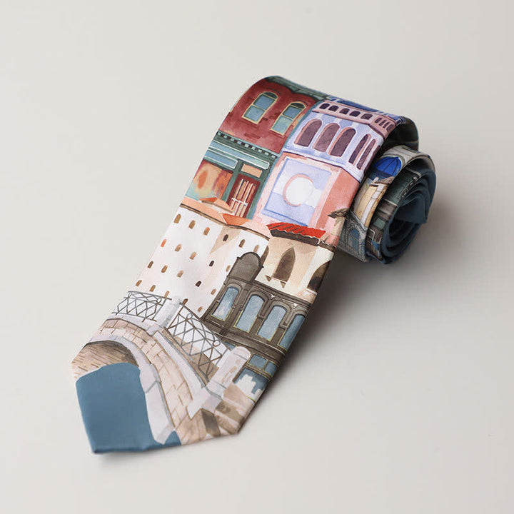 Corbata para hombre con estampado de animales y flores en el jardín