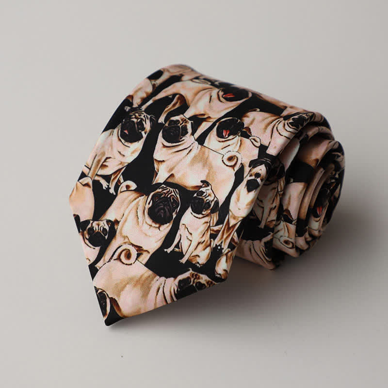 Corbata para hombre con estampado de animales y flores en el jardín