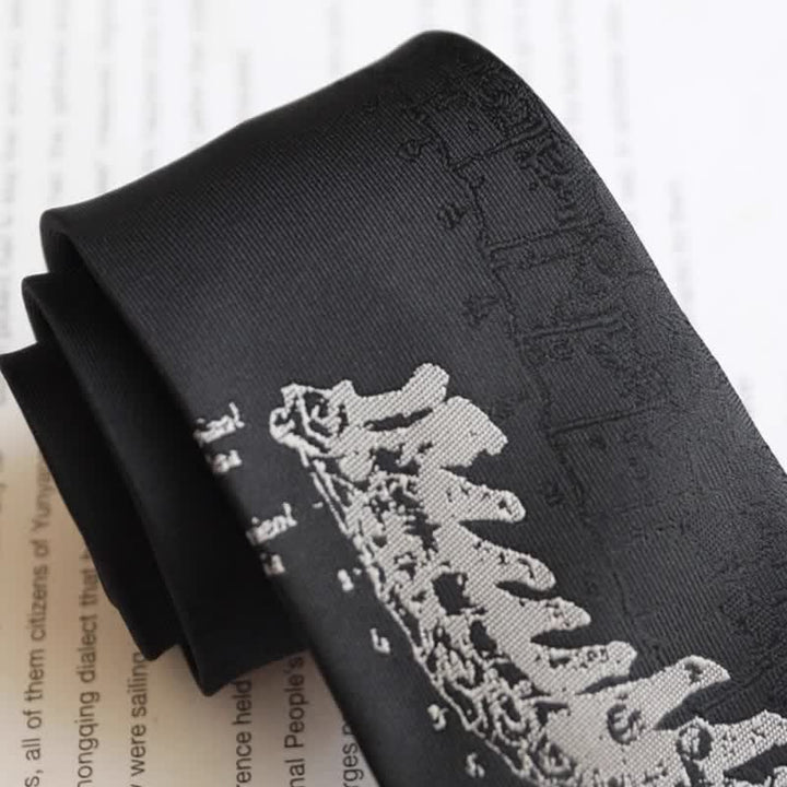 Corbata de hombre con bordado de calavera negra