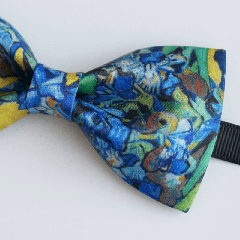 Pajarita con estampado creativo de aceite y iris amarillo para hombre