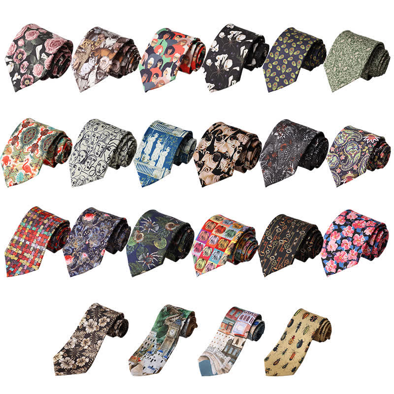Corbata para hombre con estampado de animales y flores en el jardín