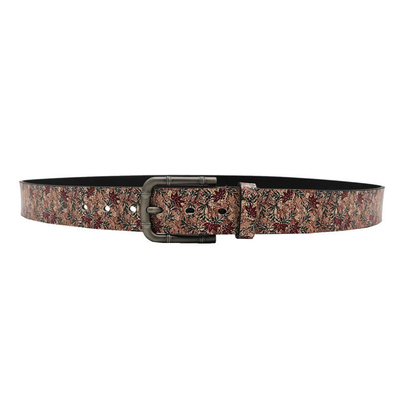 Cinturón de piel con estampado de arces rojos decorados
