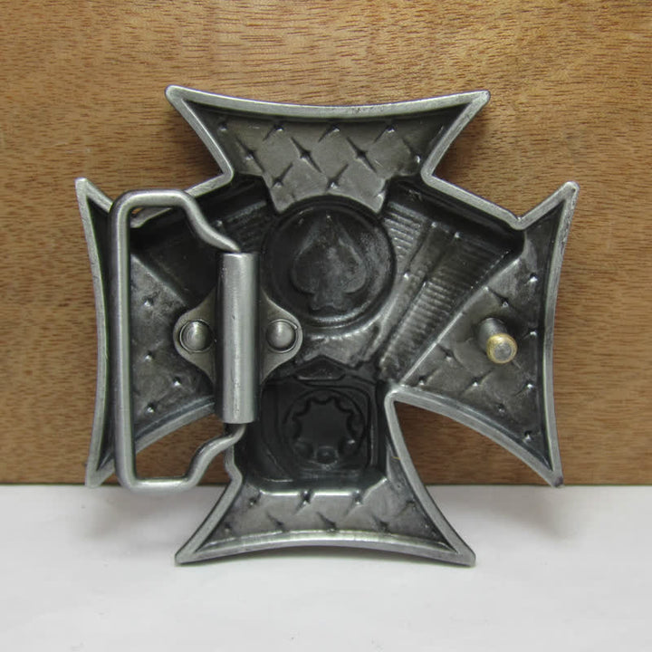 Cinturón de cuero con hebilla cruzada ACE Spades para hombre, hecho a mano