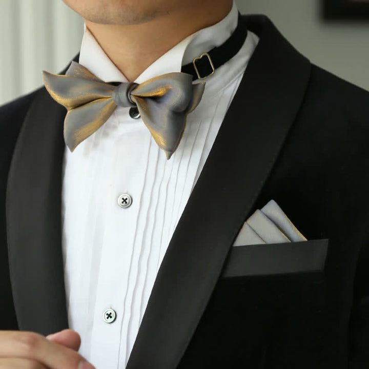 Pajarita para traje de boda con forma de cola de pez brillante para hombre