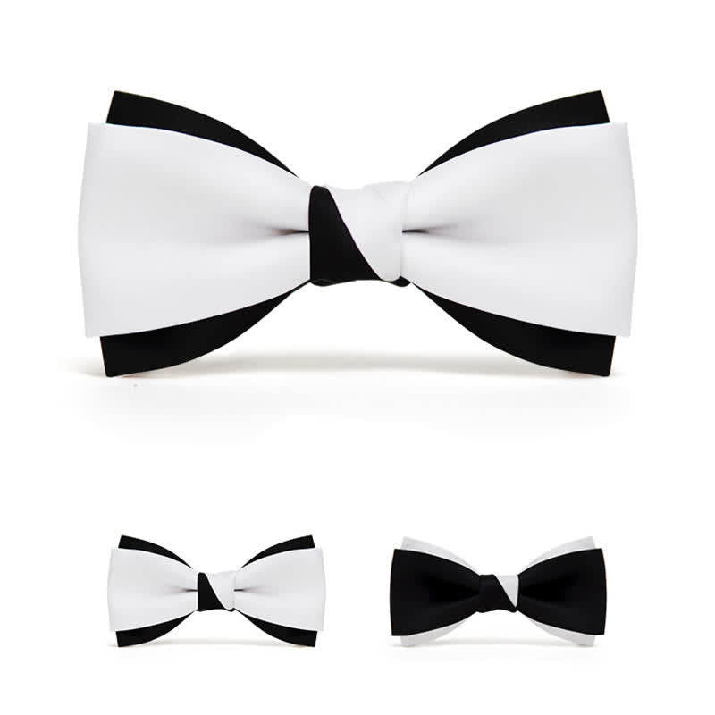 Pajarita de dos capas en blanco y negro para hombre