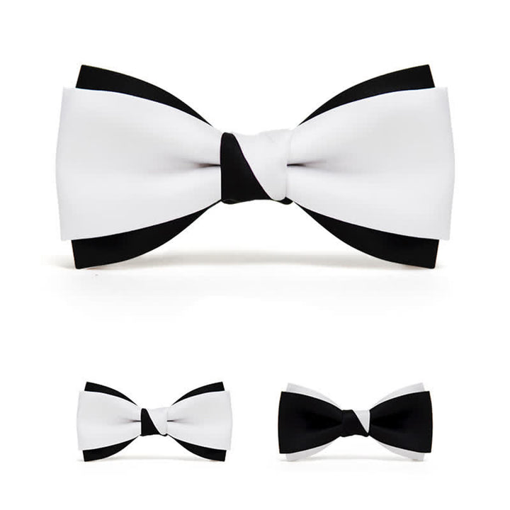 Pajarita de dos capas en blanco y negro para hombre