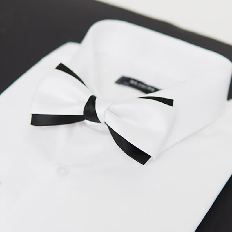 Pajarita de dos capas en blanco y negro para hombre