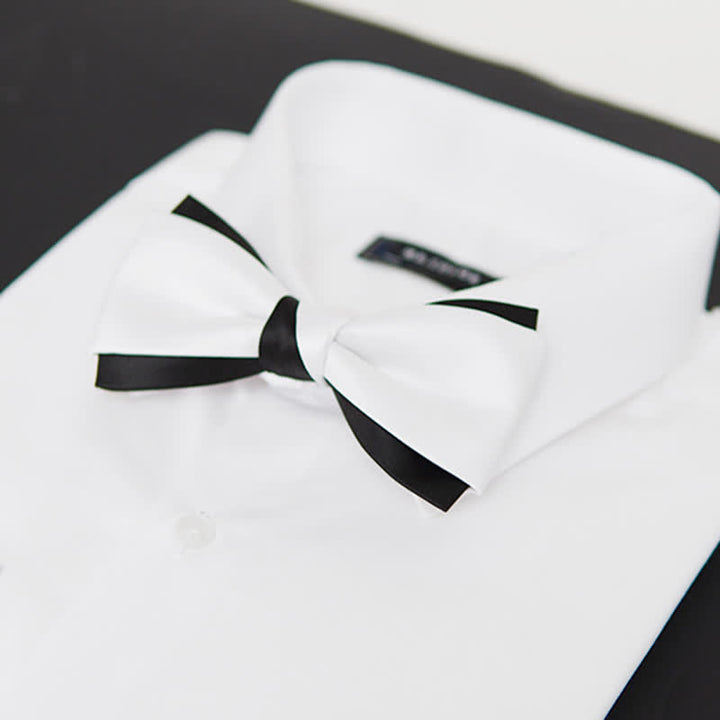 Pajarita de dos capas en blanco y negro para hombre