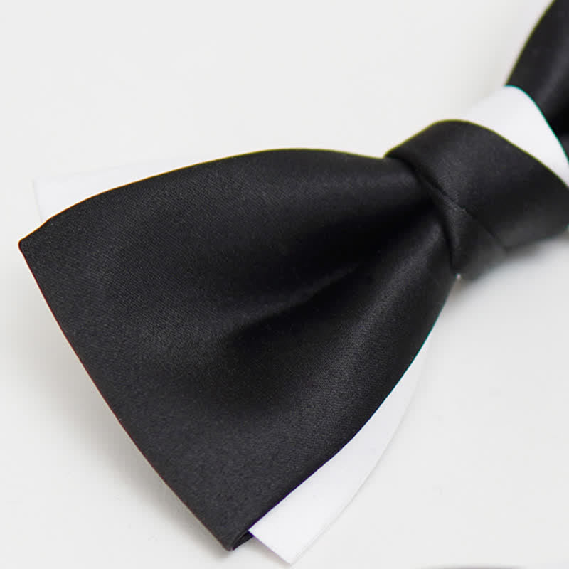 Pajarita de dos capas en blanco y negro para hombre