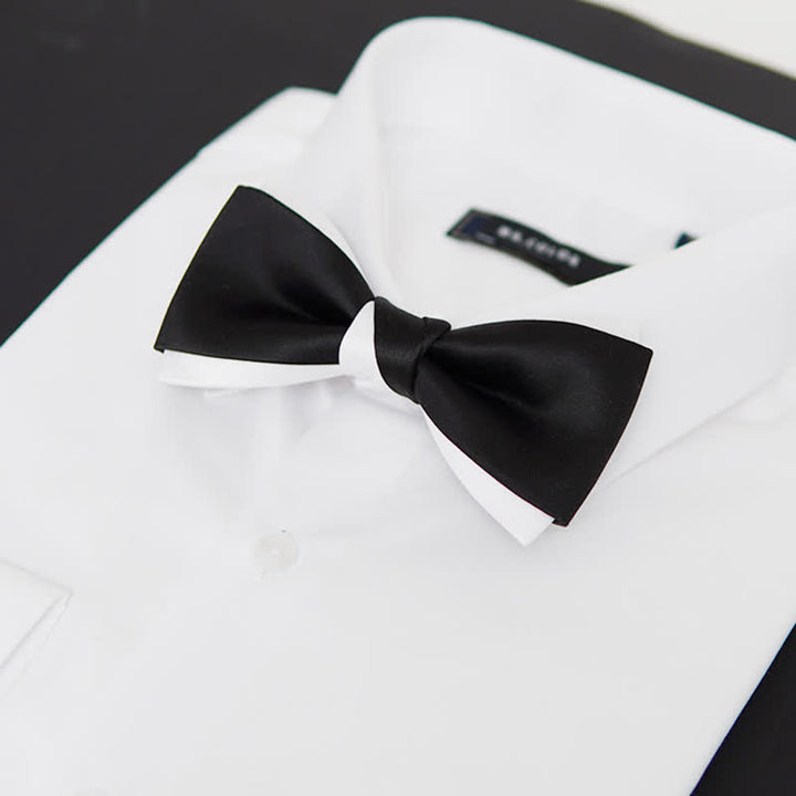 Pajarita de dos capas en blanco y negro para hombre