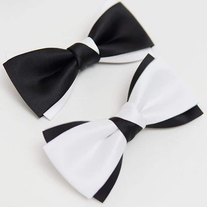 Pajarita de dos capas en blanco y negro para hombre