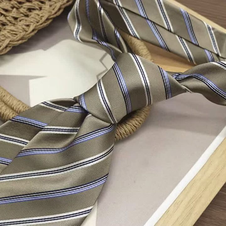 Corbata clásica de seda auténtica con rayas anchas para hombre