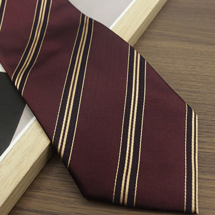 Corbata clásica de seda auténtica con rayas anchas para hombre